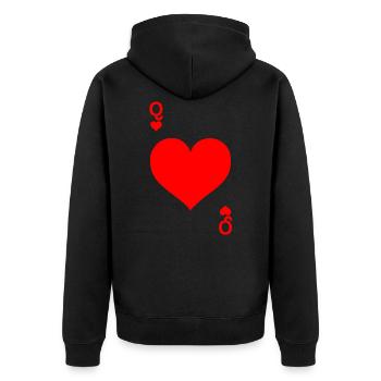 Kartenspiel Poker Herz Queen Dame - Karneval - Unisex Premium Bio Zip Hoodie - Schwarz - Hinten - Nico (187cm)