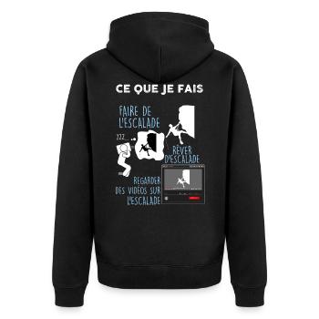 Escalade, métier alpiniste, montagne - Veste à capuche bio Premium Unisexe - noir - Dos - Nico (187cm)