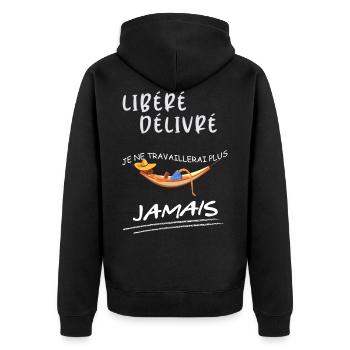 Homme retraite libéré délivré - Veste à capuche bio Premium Unisexe - noir - Dos - Nico (187cm)