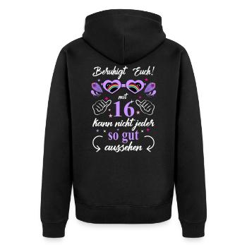 16. Geburtstag Frauen Geschenk beste Freundin - Unisex Premium Bio Zip Hoodie - Schwarz - Hinten - Nico (187cm)