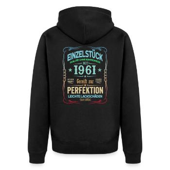60. Geburtstag 60 Jahre 1961 Geschenk Mann Frau - Unisex Premium Bio Zip Hoodie - Schwarz - Hinten - Nico (187cm)