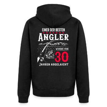 Anglergeschenk zum 30 Geburtstag 30 Ehrentag - Unisex Premium Bio Zip Hoodie - Schwarz - Hinten - Nico (187cm)