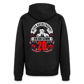 20. Geburtstag Mann Geschenk lustig Geburtstag 20 - Unisex Premium Bio Zip Hoodie - Schwarz - Hinten - Nico (187cm)