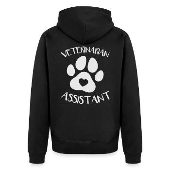 Tierarzthelferin Tierarzt Tiermedizinischer - Unisex Premium Bio Zip Hoodie - Schwarz - Hinten - Nico (187cm)