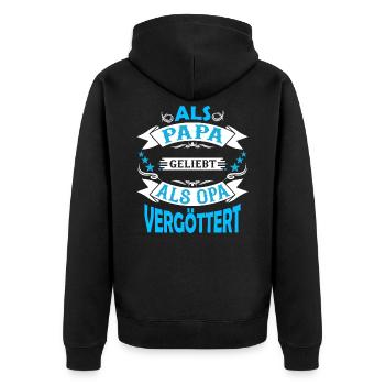 Bester Opa der Welt Geschenk Vatertagsgeschenk Opa - Unisex Premium Bio Zip Hoodie - Schwarz - Hinten - Nico (187cm)