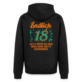 18 Geburtstag Junge Geschenk lustig 18. Ehrentag - Unisex Premium Bio Zip Hoodie - Schwarz - Hinten - Nico (187cm)