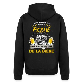 Pêcheurs bière humour apéro bonne ambiance - Veste à capuche bio Premium Unisexe - noir - Dos - Nico (187cm)