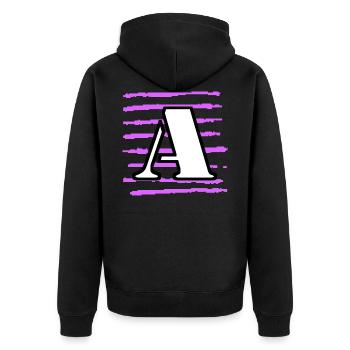 noir blanc violet rayé a - Veste à capuche bio Premium Unisexe - noir - Dos - Nico (187cm)