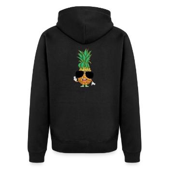 Ananas Pineapple mit Sonnenbrille Cool Tropical - Unisex Premium Bio Zip Hoodie - Schwarz - Hinten - Nico (187cm)
