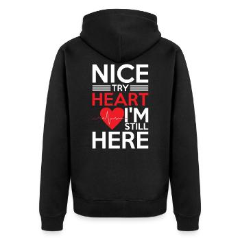 Open Heart Surgery Recovery Gifts & Apparal - Unisex Premium Organic Zip Hoodie - black - Back - Nico (187cm)