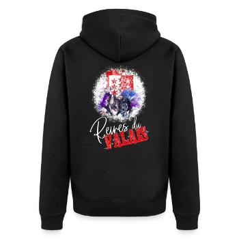 Vache d'hérens, eringer, drapeau du Valais - Veste à capuche bio Premium Unisexe - noir - Dos - Nico (187cm)