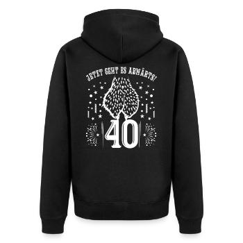 Club der alten Säcke 40 40. Geburtstagsgeschenk - Unisex Premium Bio Zip Hoodie - Schwarz - Hinten - Nico (187cm)
