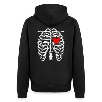 Rib Cage - Heart - Skeleton - Anatomy - X-Ray - Ha - Unisex Premium Organic Zip Hoodie - black - Back - Nico (187cm)