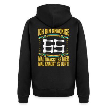 65 Geburtstag 65 Ehrentag 65 Jubiläum - Unisex Premium Bio Zip Hoodie - Schwarz - Hinten - Nico (187cm)