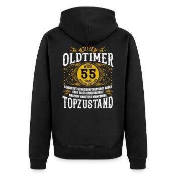 55 Geburtstag 55. Jubiläum 55 Ehrentag Geschenk - Unisex Premium Bio Zip Hoodie - Schwarz - Hinten - Nico (187cm)