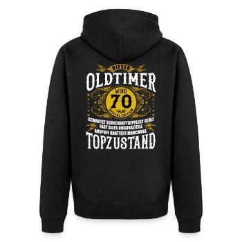 70 Geburtstag 70. Jubiläum 70 Ehrentag Geschenk - Unisex Premium Bio Zip Hoodie - Schwarz - Hinten - Nico (187cm)