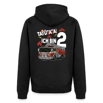 TATÜTATA! Ich bin 2 - 2. Geburtstag - Feuerwehr - - Unisex Premium Bio Zip Hoodie - Schwarz - Hinten - Nico (187cm)
