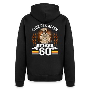 60. Geburtstag Geschenk für Männer Alter Sack 60 - Unisex Premium Bio Zip Hoodie - Schwarz - Hinten - Nico (187cm)