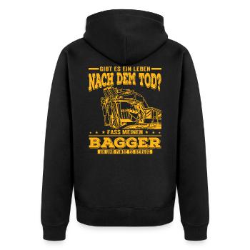 Baggerfahrer Baggern Bagger Baggerführer - Unisex Premium Bio Zip Hoodie - Schwarz - Hinten - Nico (187cm)