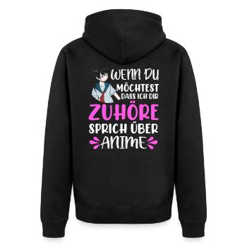 Lustiger Anime Spruch Humorvolles Anime - Unisex Premium Bio Zip Hoodie - Schwarz - Hinten - Nico (187cm)