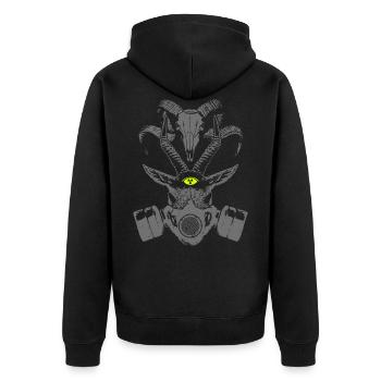 Gasmaske Tier Skull - Unisex Premium Bio Zip Hoodie - Schwarz - Hinten - Nico (187cm)