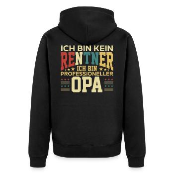 Rentner - Professioneller Opa Ruhestand Pensionist - Unisex Premium Bio Zip Hoodie - Schwarz - Hinten - Nico (187cm)