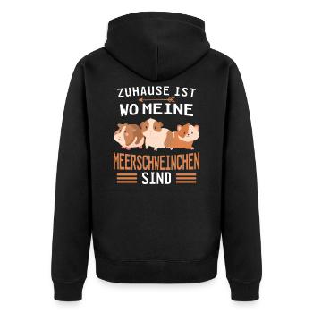 Zuhause ist wo meine Meerschweinchen sind - - Unisex Premium Bio Zip Hoodie - Schwarz - Hinten - Nico (187cm)