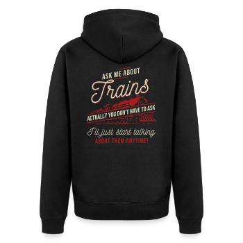 Locomotive Steam Locomotive Railway Steam Locomotive - Unisex Premium Organic Zip Hoodie - black - Back - Nico (187cm)