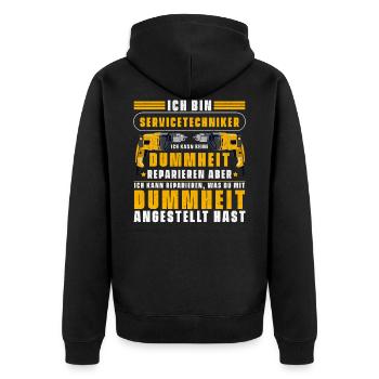 Lustiger Servicetechniker Spruch Techniker - Unisex Premium Bio Zip Hoodie - Schwarz - Hinten - Nico (187cm)