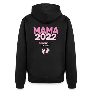 Mama 2022 Loading - Werdender Mütter Baby Mutter - - Unisex Premium Bio Zip Hoodie - Schwarz - Hinten - Nico (187cm)