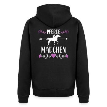 Pferde Mädchen Pferd Reiterin Frauen Geschenkidee - Unisex Premium Bio Zip Hoodie - Schwarz - Hinten - Nico (187cm)