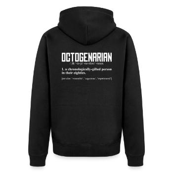 80ème anniversaire Octogénaire - Veste à capuche bio Premium Unisexe - noir - Dos - Nico (187cm)