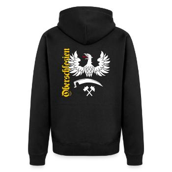 Oberschlesien Schlesischer Adler Schlesier - Unisex Premium Bio Zip Hoodie - Schwarz - Hinten - Nico (187cm)