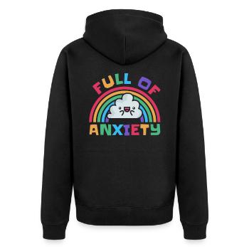 Full Of Anxiety Awareness Rainbow - Unisex Premium Bio Zip Hoodie - Schwarz - Hinten - Nico (187cm)