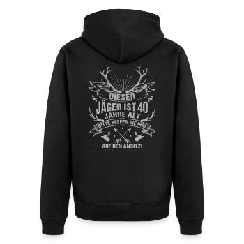 Jäger 40. Geburtstag Jagen Jagd Geschenk Herren - Unisex Premium Bio Zip Hoodie - Schwarz - Hinten - Nico (187cm)