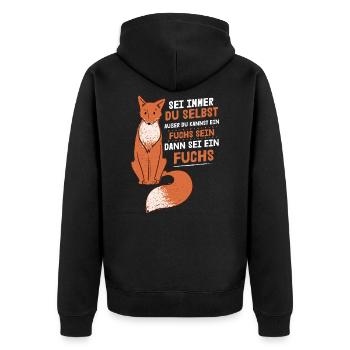 Füchse Niedlicher Fuchs Fuchs Motiv Schöner - Unisex Premium Bio Zip Hoodie - Schwarz - Hinten - Nico (187cm)