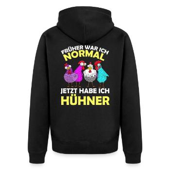 lustige Landwirt Hühnerliebhaber Bauernhof Sprüche - Unisex Premium Bio Zip Hoodie - Schwarz - Hinten - Nico (187cm)