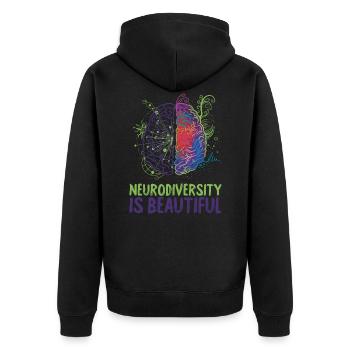La neurodiversité est belle L'autisme - Veste à capuche bio Premium Unisexe - noir - Dos - Nico (187cm)
