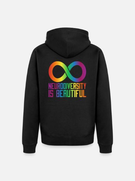 Neurodiversity Is Beautiful Autism - Unisex Premium Organic Zip Hoodie - black