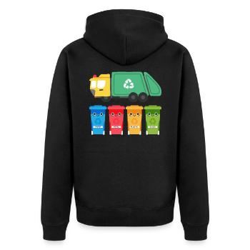 J'aime les camions-poubelles - Veste à capuche bio Premium Unisexe - noir - Dos - Nico (187cm)