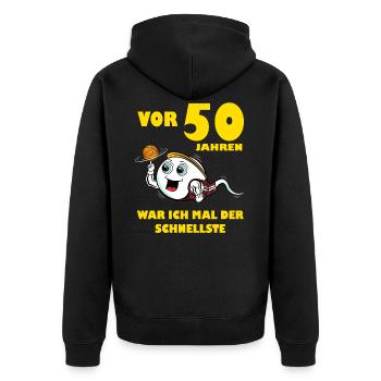 50.Ehrentag 50. Jubiläum Club der alten Säcke 50 - Unisex Premium Bio Zip Hoodie - Schwarz - Hinten - Nico (187cm)