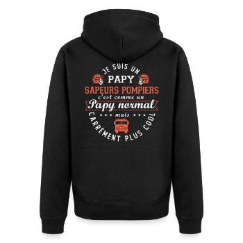 papy sapeurs pompiers humour papy pompier - Veste à capuche bio Premium Unisexe - noir - Dos - Nico (187cm)