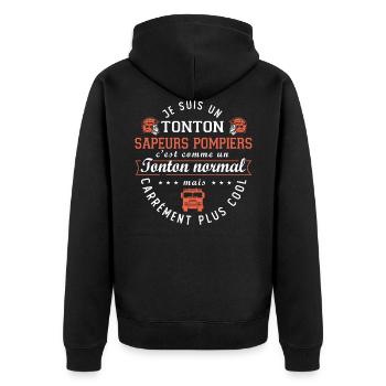 tonton sapeurs pompiers humour oncle pompier - Veste à capuche bio Premium Unisexe - noir - Dos - Nico (187cm)