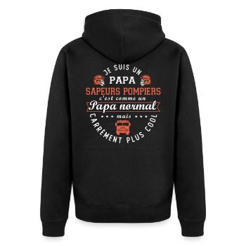 papa sapeurs pompiers humour papa pompier - Veste à capuche bio Premium Unisexe - noir - Dos - Nico (187cm)