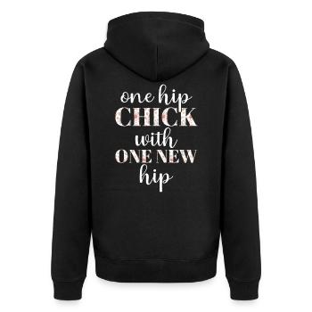 Hip Surgery New Hip - Unisex Premium Bio Zip Hoodie - Schwarz - Hinten - Nico (187cm)