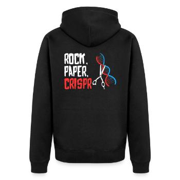 Genetic Editing Crispr Rock Paper - Unisex Premium Organic Zip Hoodie - black - Back - Nico (187cm)