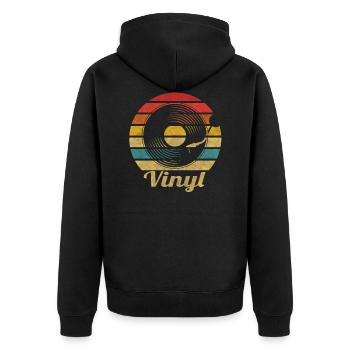 Vinyl Vintage Retro Musik Schallplatte Platte LP - Unisex Premium Bio Zip Hoodie - Schwarz - Hinten - Nico (187cm)