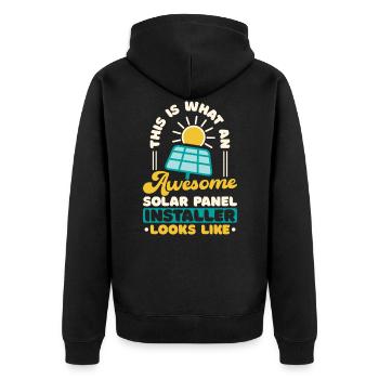 Solar Panel Installer - Unisex Premium Organic Zip Hoodie - black - Back - Nico (187cm)