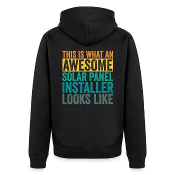 Solar Panel Installer - Unisex Premium Organic Zip Hoodie - black - Back - Nico (187cm)