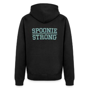 Spoonie Starke Lupus-Kriegerin - Unisex Premium Bio Zip Hoodie - Schwarz - Hinten - Nico (187cm)